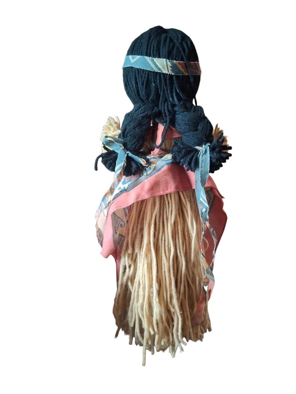 Native American Celluloid Yarn Doll Multi-colored Early 1900s
